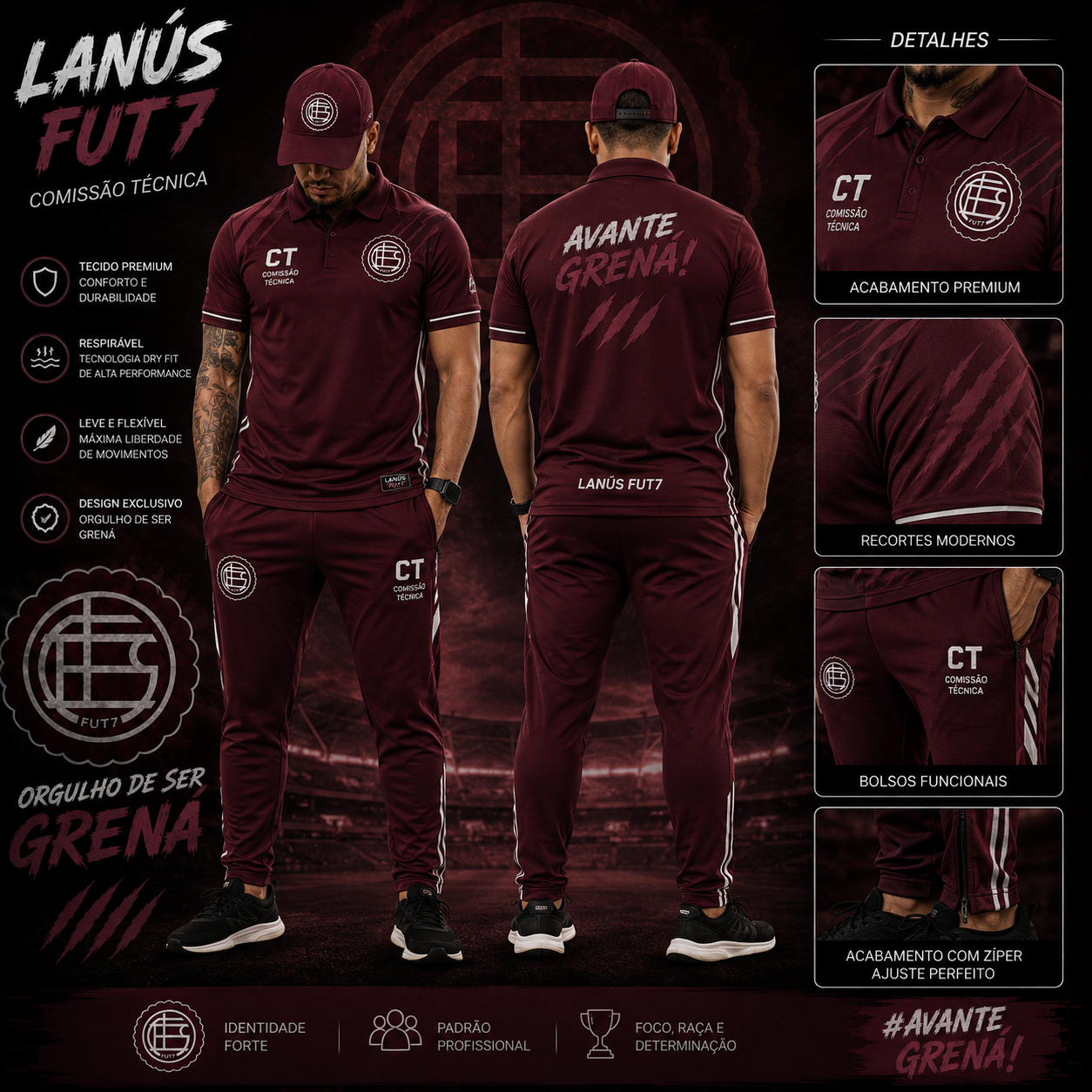 Uniforme da comissão técnica Lanús Fut7