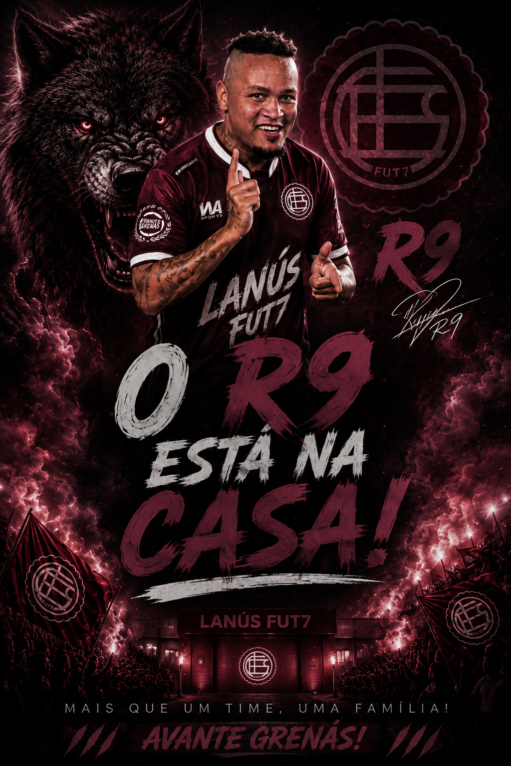 Jogador do Lanús Fut7 em anúncio promocional